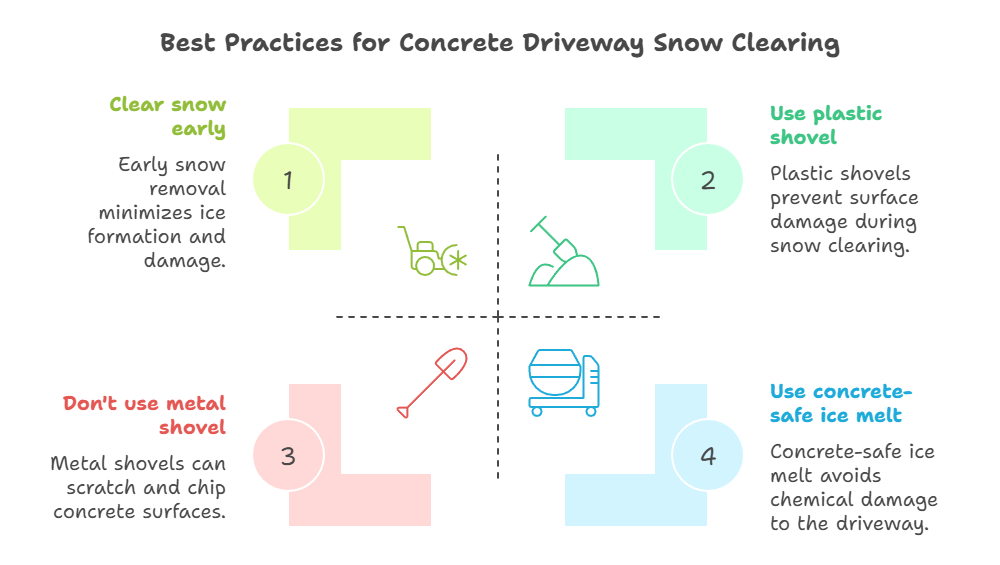 concrete driveway: snow removal do's and don'ts